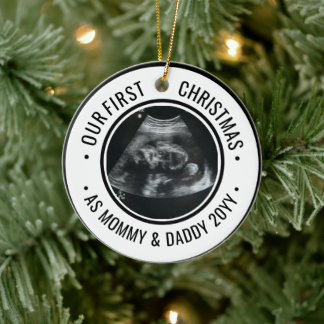 Ornamento De Cerâmica Our First Christmas as Parents Ultrasound