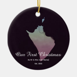 Ornamento De Cerâmica Our First Christmas Together Mr & Mrs Silhouette