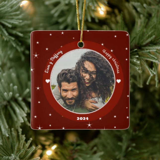 Ornamento De Cerâmica "Our first Christmas together". personalize (Árvore)