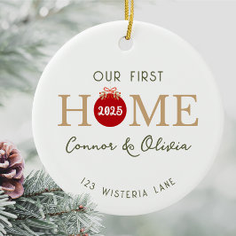 Ornamento De Cerâmica Our First Home Personalized Names Address Year