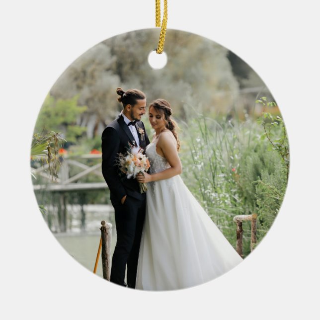 Ornamento De Cerâmica Our First Married Christmas Ornament | Newlywed  (Frente)
