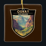 Ornamento De Cerâmica Ouray Colorado Viagem Art Vintage<br><div class="desc">Ouray no estilo de arte vetorial. Ouray,  Colorado,  também conhecido como Suiça da América,  é de longe um dos lugares mais subestimados no Colorado.</div>