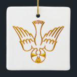 Ornamento De Cerâmica Ouro 3-D: Descendência do Espírito Santo<br><div class="desc">Ouro 3-D Aparência do Espírito Santo Sinta-se livre para adicionar suas próprias palavras e/ou fotos a este item,  ou mudar a cor de fundo,  através das ferramentas de personalização do excelente do Zazzle. Este design também está disponível em muitos outros produtos. Obrigados para passar! Deus abençoe!</div>