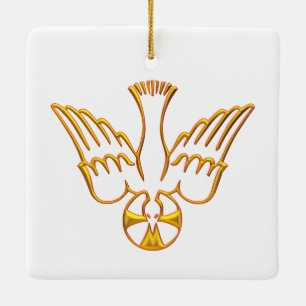 Ornamento De Cerâmica Ouro 3-D: Descendência do Espírito Santo