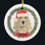 Ornamento De Cerâmica Ouro Blonde Personalizado Panelão de Panqueiro<br><div class="desc">Faça a lista legal este ano com um ornamento personalizado do seu doce cocker louro do que ouro spaniel!</div>