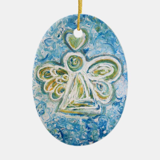 Ornamento De Cerâmica Ouro Blue Angel Art Ornaings (Frente)