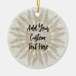 Ornamento De Cerâmica Ouro branco de sunburst mandala estilo orgânico