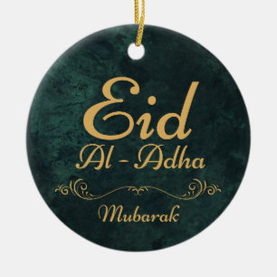 Ornamento De Cerâmica Ouro Calliografia Eid Al-Adha Mubarak 2025