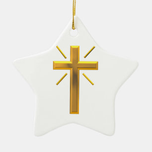Ornamento De Cerâmica Ouro Cross 4