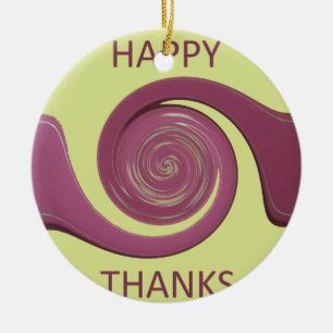 Ornamento De Cerâmica Ouro de Ação de Graças Feliz design.png