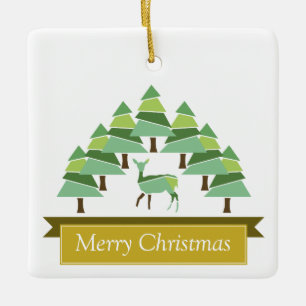 Ornamento De Cerâmica Ouro Deer Forest Feliz Natal Cerâmica Ornamen