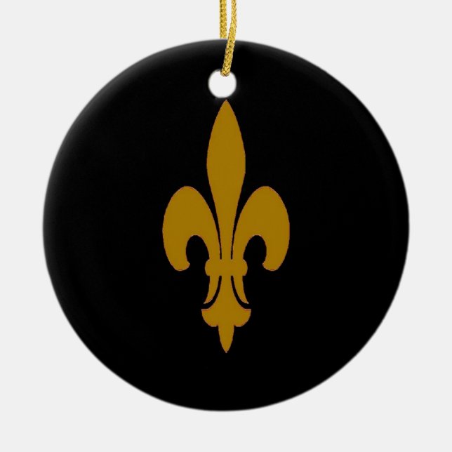 Ornamento De Cerâmica Ouro Fleur De Lis (Frente)