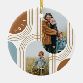 Ornamento De Cerâmica Ouro Geométrico Concentrado Moderno Arcos 2 Fotogr