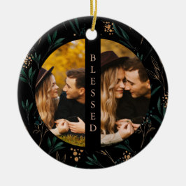 Ornamento De Cerâmica Ouro Greenerescente Abençoada Tipografia Duas Foto