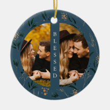 Ouro Greenery Azul Bênção Tipografia Duas Fotograf