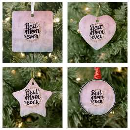 Ornamento De Cerâmica Ouro Hearts Trendy Script Melhor Mãe Alguma Vez Mo