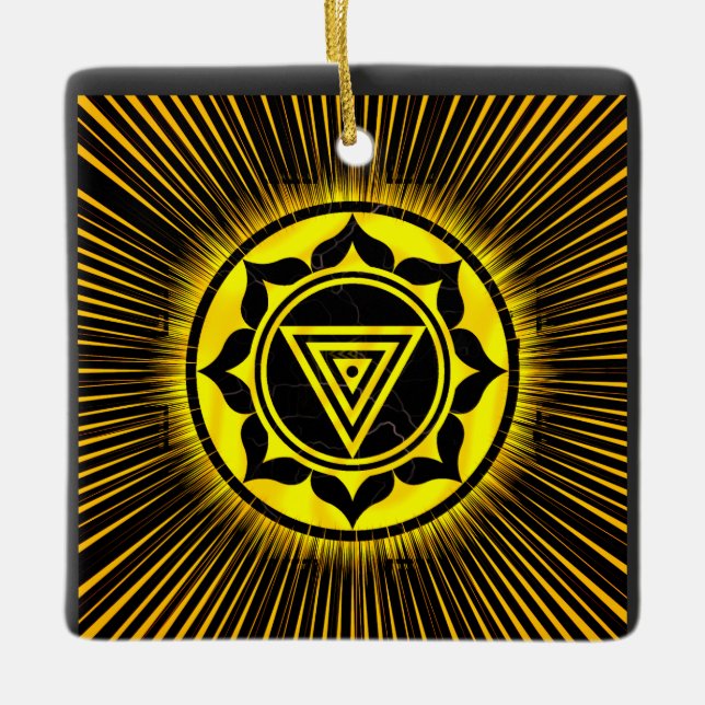 Ornamento De Cerâmica Ouro Kali Yantra Rise Caneta (Frente)