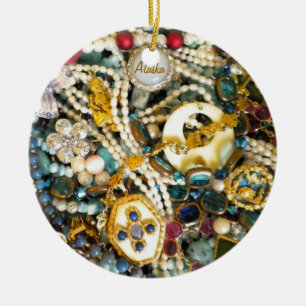 Ornamento De Cerâmica Ouro & marfim