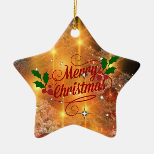 Ornamento De Cerâmica Ouro Natal (Frente)