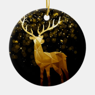 Ornamento De Cerâmica Ouro Polygon Geométrico Deer Personalizado