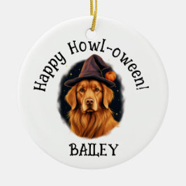 Ornamento De Cerâmica Ouro Retriever Dog Halloween