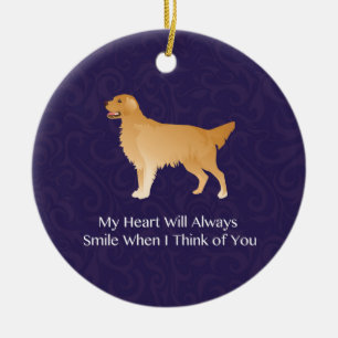 Ornamento De Cerâmica Ouro Retriever - Pet Memorial - Pensando em Você