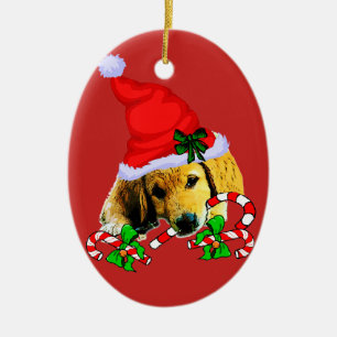 Ornamento De Cerâmica Ouro Retriever Puppy Natal