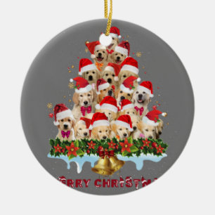 Ornamento De Cerâmica Ouro Retriever Santa Hat Xmas Cães Feliz Natal