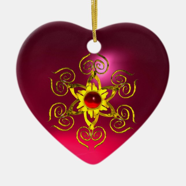 Ornamento De Cerâmica OURO ROSA RUBY, Rosa Púrpura (Frente)