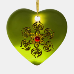 Ornamento De Cerâmica OURO ROSA RUBY,Torázio Amarelo,Rosa Púrpura