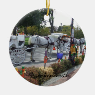 Ornamento De Cerâmica Outono da carruagem do cavalo branco de