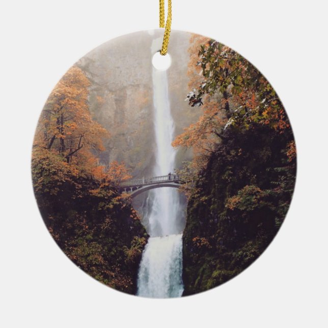 Ornamento De Cerâmica Outono em Multnomah Falls, OR (Frente)