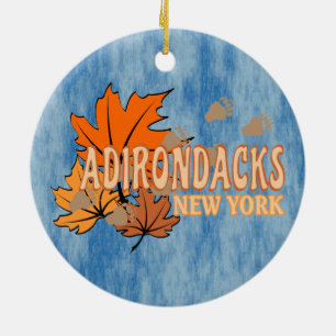 Ornamento De Cerâmica Outono Nos Adirondacks com Folhas de Queda Urso Tr