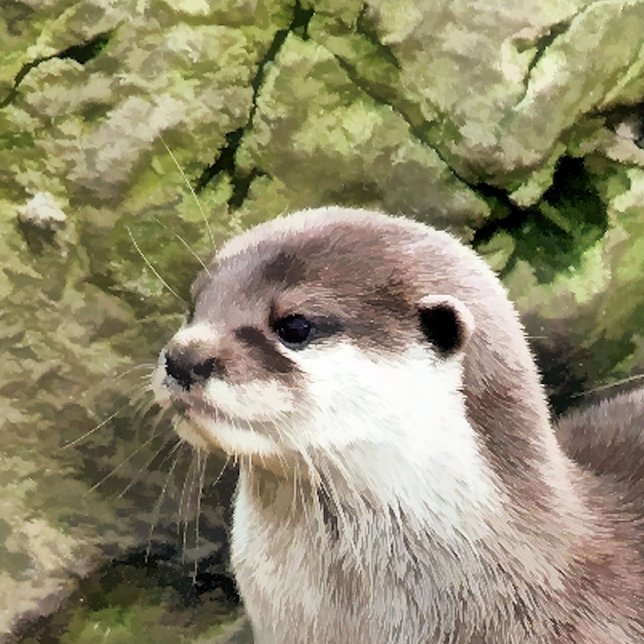 ORNAMENTO DE CERÂMICA OUTROS (A watercolor design of a very cute little otter.)