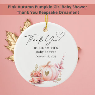 Ornamento De Cerâmica Ouvido Dourado Pumpkin Rosa de Outono Obrigado
