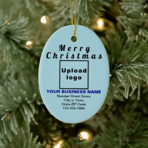 Ornamento De Cerâmica Oval Azul de Natal Comercial