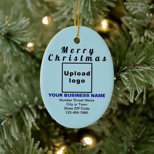 Ornamento De Cerâmica Oval Azul de Natal Comercial (Árvore)
