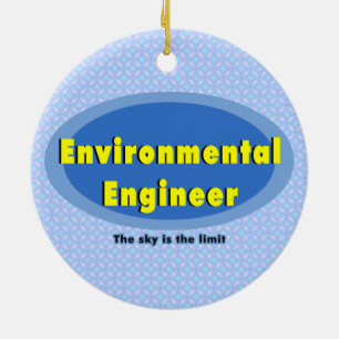 Ornamento De Cerâmica Oval Azul do Engenheiro Ambiental