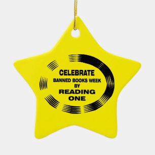 Ornamento De Cerâmica Oval da Semana de Livros Banidos