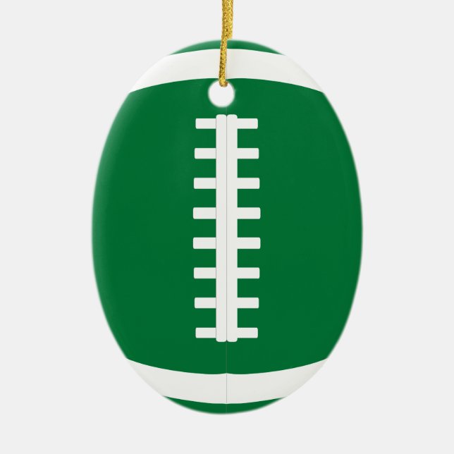 Ornamento De Cerâmica Oval Green Football Player ou Coach Christmas (Frente)