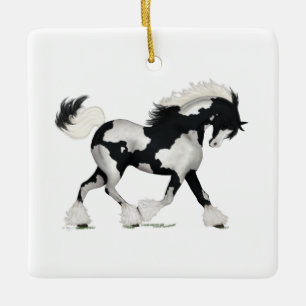 Ornamento De Cerâmica Overo Gypsy Vanner Horse Personalizado Natal