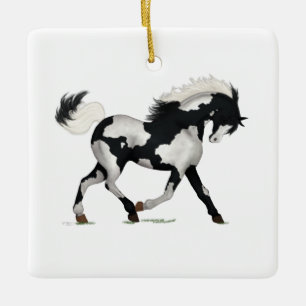 Ornamento De Cerâmica Overo Piebald Paint Horse Personalized Christmas