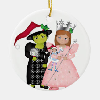 Ornamento De Cerâmica Oz-Alguns Feliz Natal Glinda e Bruxa Má