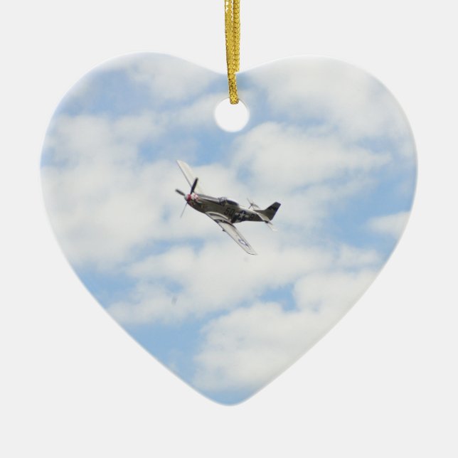 Ornamento De Cerâmica P51 Mustang em Voo (Frente)