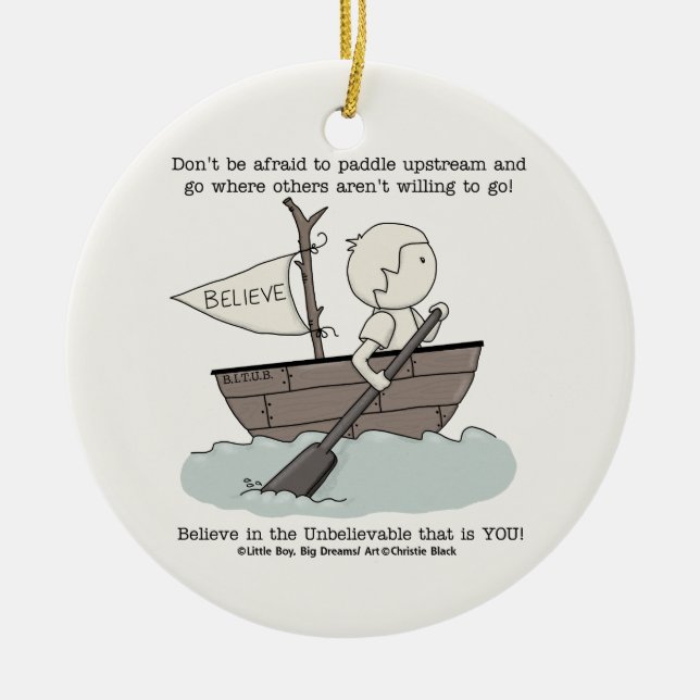 Ornamento De Cerâmica Pá rio acima (Frente)