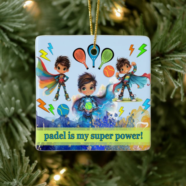 ORNAMENTO DE CERÂMICA PADEL ORNAMENT – PADEL BOYS SUPERHEROES BLUE (Árvore)