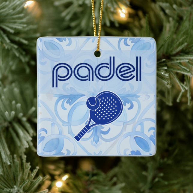 Ornamento De Cerâmica Padel Ornament – Spanish Tile Vibes in Blue (Árvore)