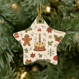 Ornamento De Cerâmica Padrão Alegre de Natal