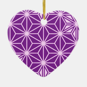 Ornamento De Cerâmica Padrão Asanoha japonês - ametista roxo
