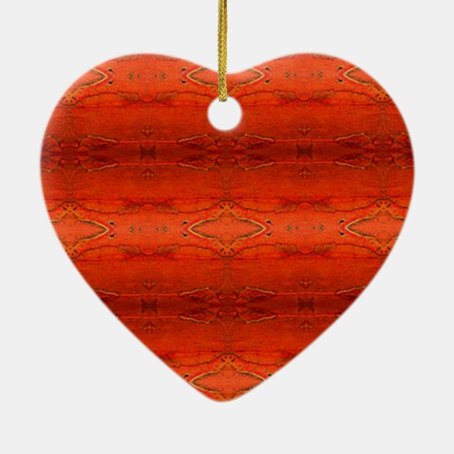 Ornamento De Cerâmica Padrão Asteca Laranja (Verso)